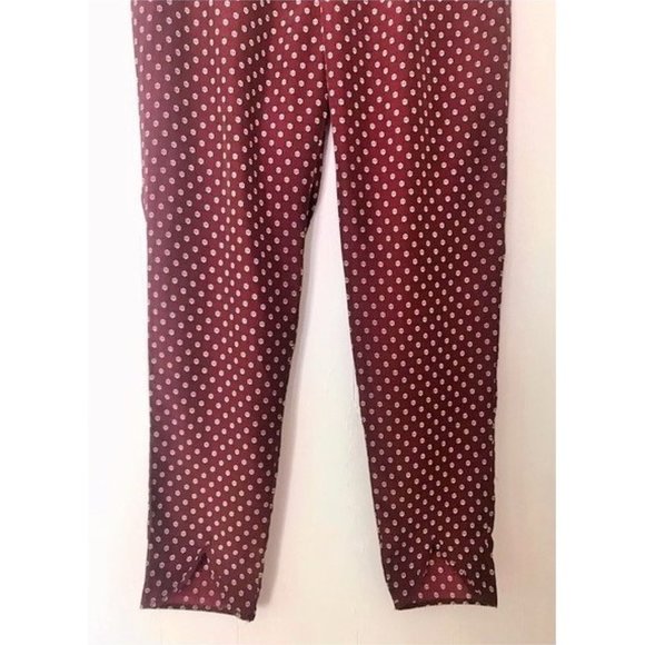 H&M BURGUNDY RED WHITE ICON PRINT SILKY PANTS SIZE 12 NWT - Picture 4 of 10